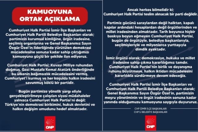 CHP İzmir İlçe Başkanları ve Belediye Başkanları, Genel Başkan Özgür